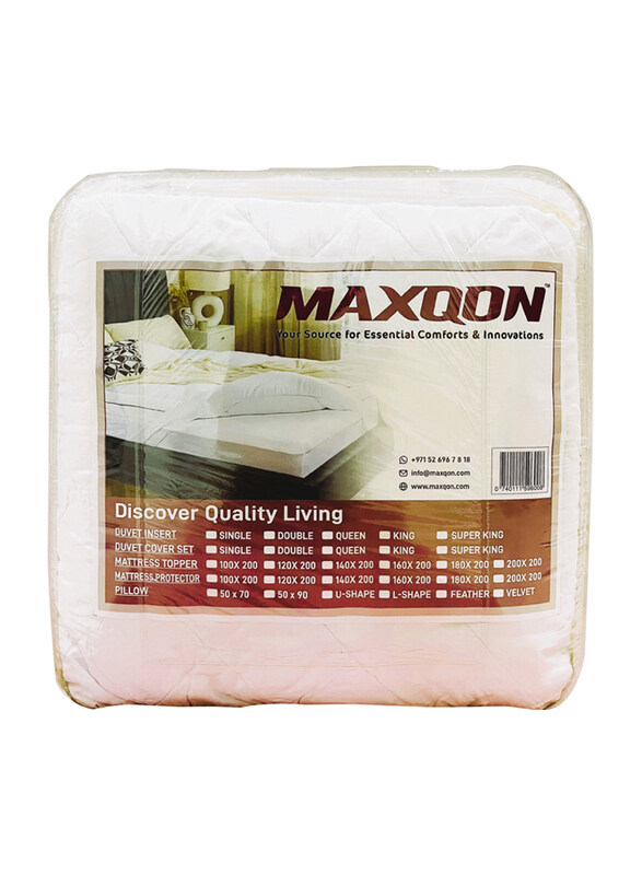 

Maxqon 10cm Thickness Quilted Mattress Topper, 900GSM Microfiber, Queen, White