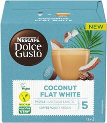 Nescafe Dolce Gusto Plant-Based Flat White Coconut Coffee Pods - 12 Coffee Capsules