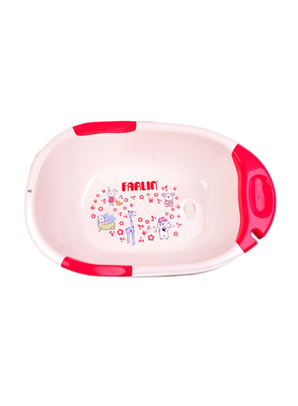 Farlin Baby Bath Tub with Group of Cartoons for Girl, Pink