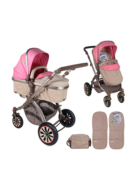 

Lorelli Aurora Fashion Girl Baby Stroller with Air Wheels, Pink/Brown/Black