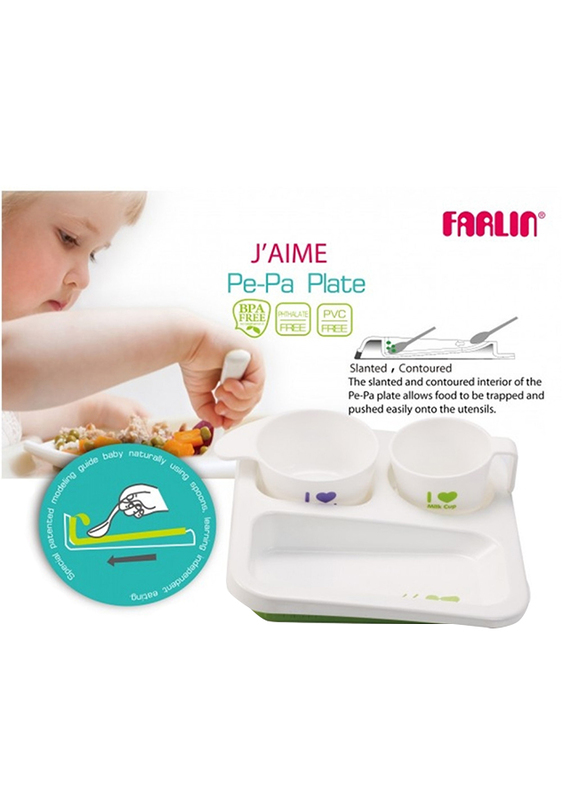 Farlin Jiame Pe-Pa Baby Feeding Plate Set, White