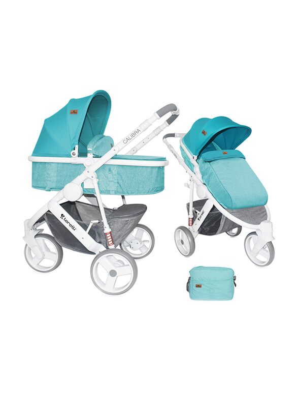 

Lorelli Calibra 3 Baby Stroller with Diaper Bag, Aqua/Grey/White