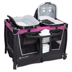 Baby Trend Cityscape Jogger Travel System Rose + Sit Right High Chair Paisley + Retreat Nursery Center  Set, Multicolour