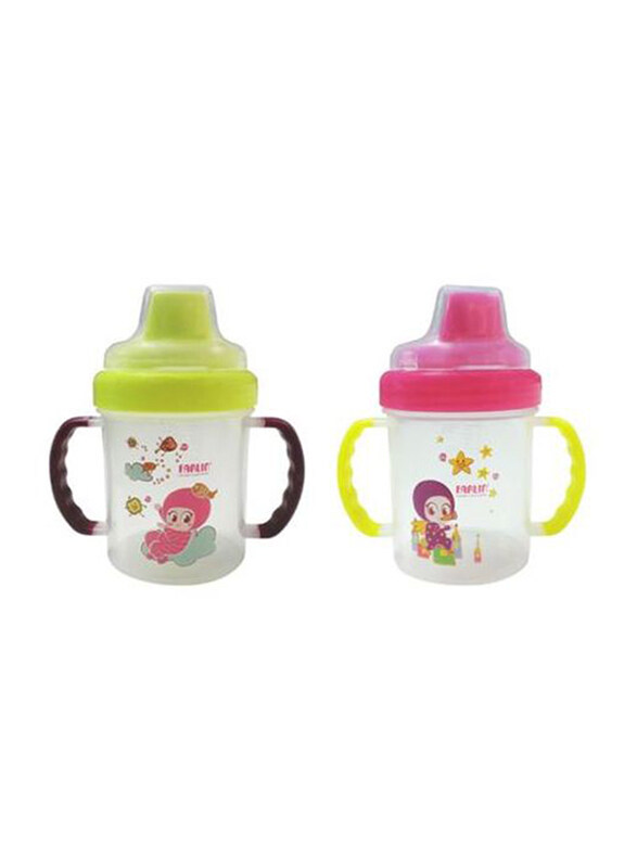 Farlin Non-Spill Spout Magic Cup Set, 2-Pieces, Green/Pink