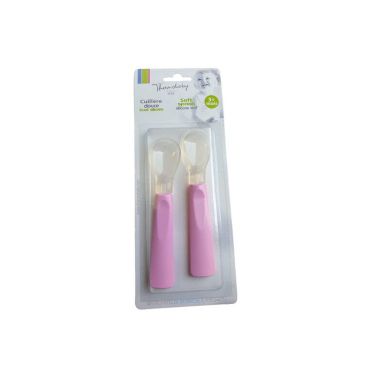 Ultra Flexible Silicone Spoon 2Pcs Pink