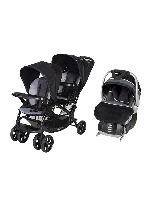 

Baby Trend Sit N Stand Double Stroller + Flex-Loc Infant Car Seat Set, Moonstruck/Onyx, Black/Grey