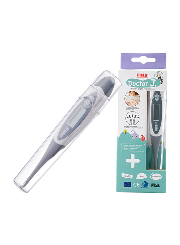 

Farlin Doctor J. Flexible Digital Thermometer for Kids, White/Grey