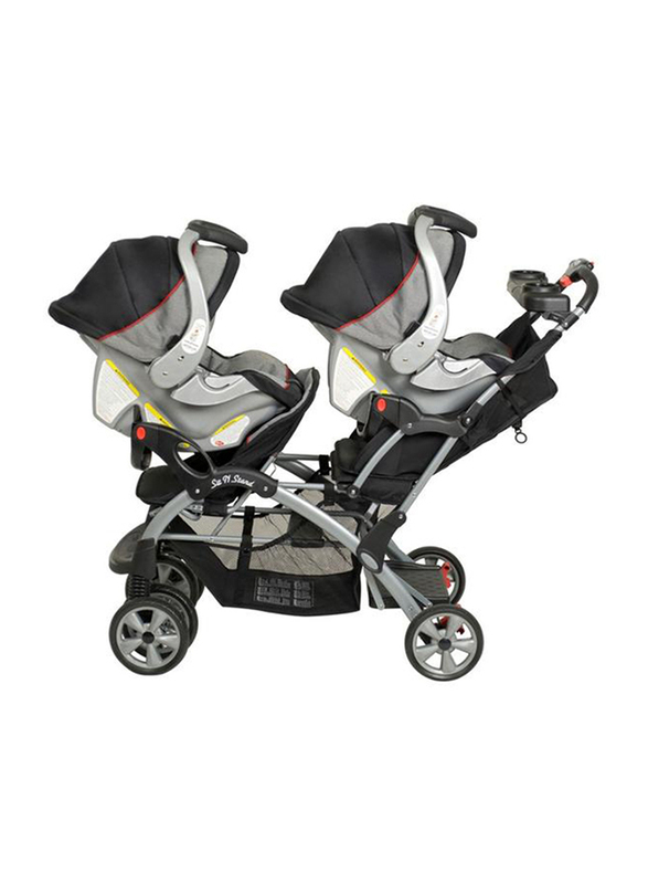 Baby Trend Sit N Stand Double Baby Stroller, Millennium, Grey/Black