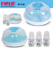 Farlin Microwave Sterilization Set, 3 Bottles, Blue/White