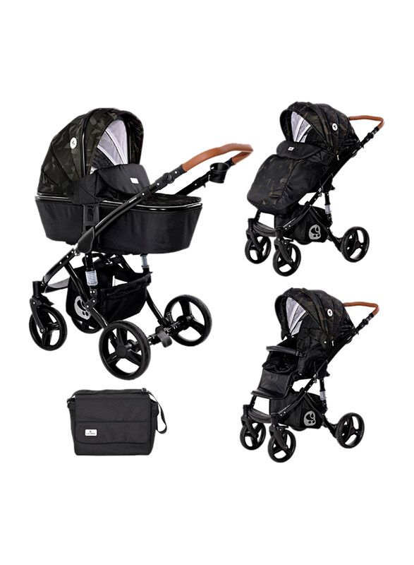 

Lorelli Rimini Lighthouse Forest Baby Stroller with Bag, Black/Green/Brown