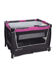 Baby Trend Retreat Nursery Center Play Yard with Bassinet, Mulberry, Pink/Black