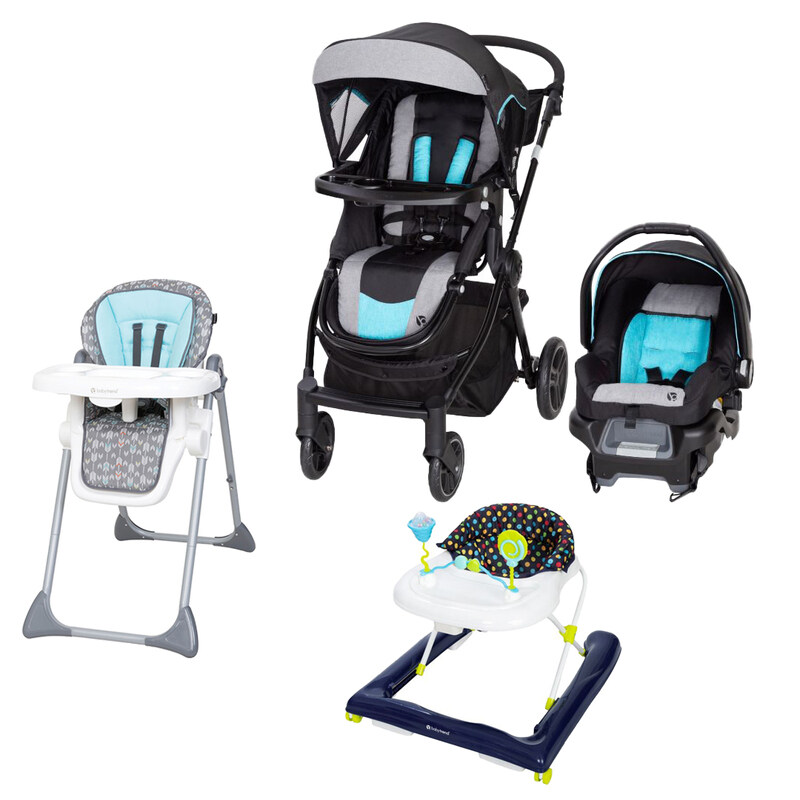 

Baby Trend City Clicker Pro Travel System + Sit Right High Chair Straight N Arrow + Trend 2.0 Activity Walker Set, Multicolour