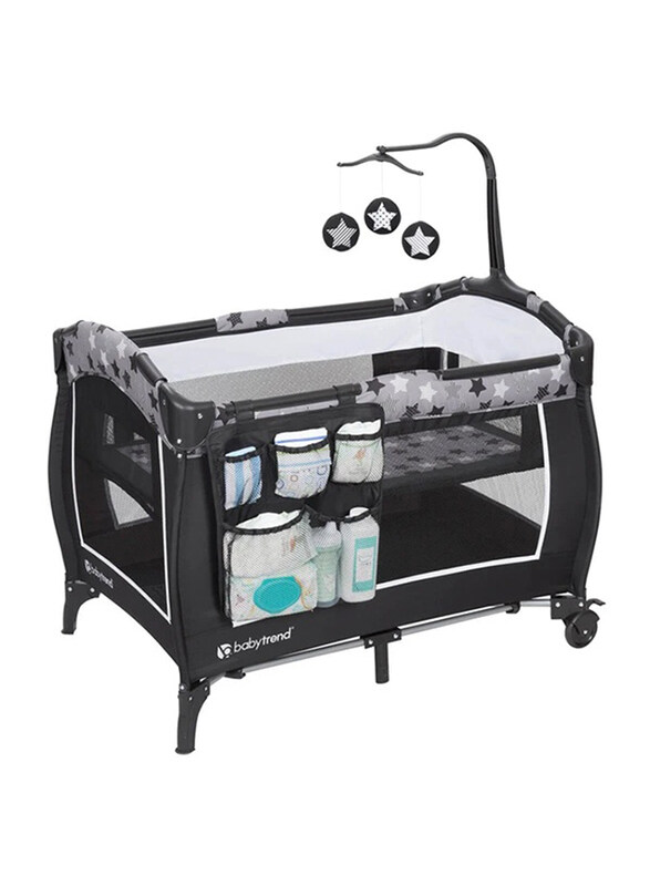 

Baby Trend Trend-E Nursery Center Play Yard with Bassinet, Rising Star, Grey/Black