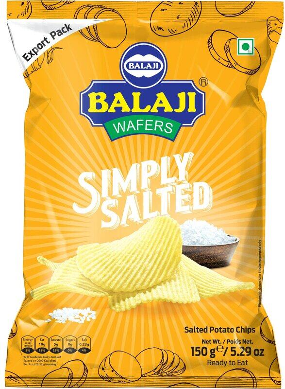 

Balaji Wafers Simply Salted Potato Chips The Ultimate Crunchy Snack Delight 150gm, Pack of 24