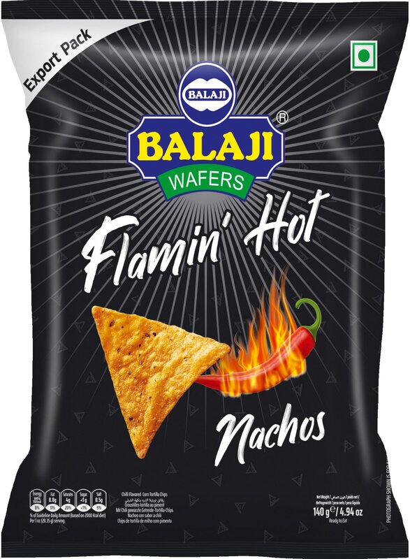 Balaji Wafers Flamin' Hot Nachos Chips Turn Up the Heat with Every Crunch 140gm