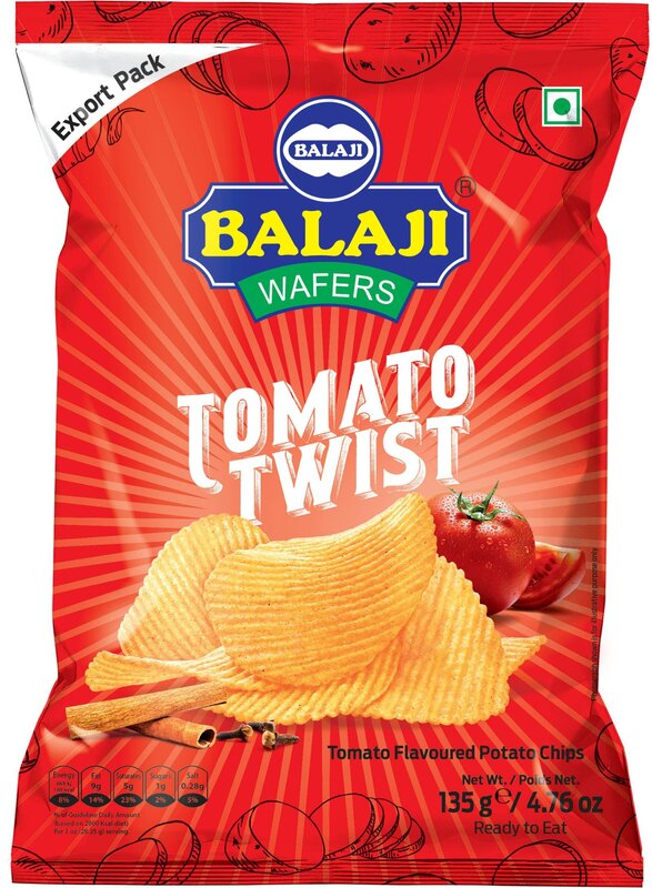 Balaji Wafers Tomato Twist Chips Tangy Goodness in Every Bite 135gm