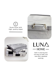 Deals For Less Luna Home 6-Piece Geometric Design Duvet Cover Set, 1 Duvet Cover + 1 Fitted Sheet + 4 Pillow Cases, King Size, Light Blue