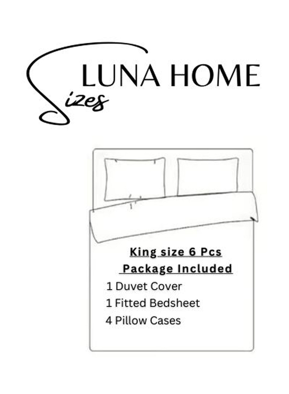 Deals For Less Luna Home 6-Piece Plain Bedding Set, 1 Duvet Cover + 1 Fitted Sheet + 4 Pillow Cases, Silky Satin, King Size, Black