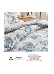 Luna Home 6-Piece Duvet Cover Set, 1 Duvet Cover + 1 Fitted Sheet + 4 Pillow Covers, Tree with Blue and Grey Leaves Details, King, Multicolour