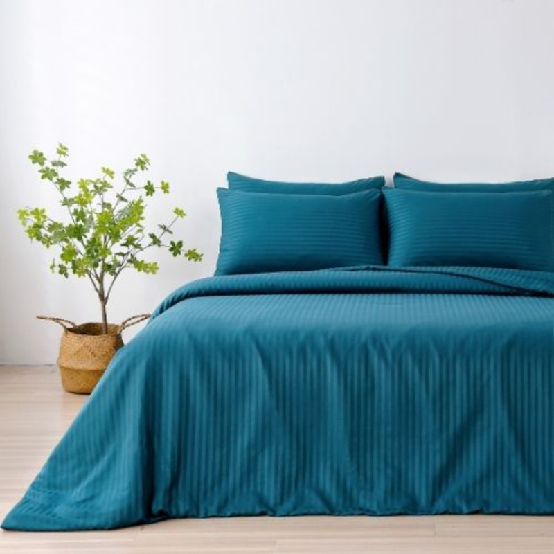 Deals For Less 6-Piece Luna Home Stripe Design Duvet Cover Set, 1 Duvet Cover + 1 Flat Sheet + 4 Pillow Covers, Queen, Green