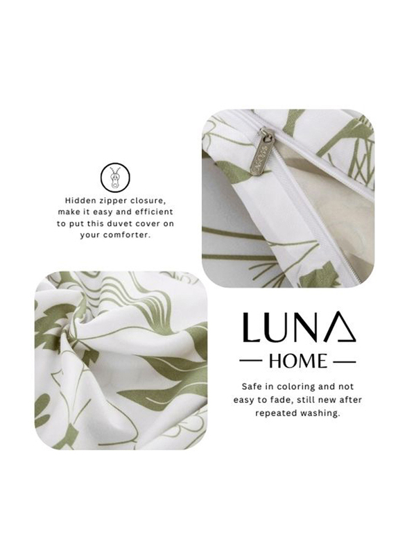 Deals For Less Luna Home 6-Piece Green Plant Leaf Design Duvet Cover Set, 1 Duvet Cover + 1 Flat Sheet + 4 Pillow Cases, Queen, Green