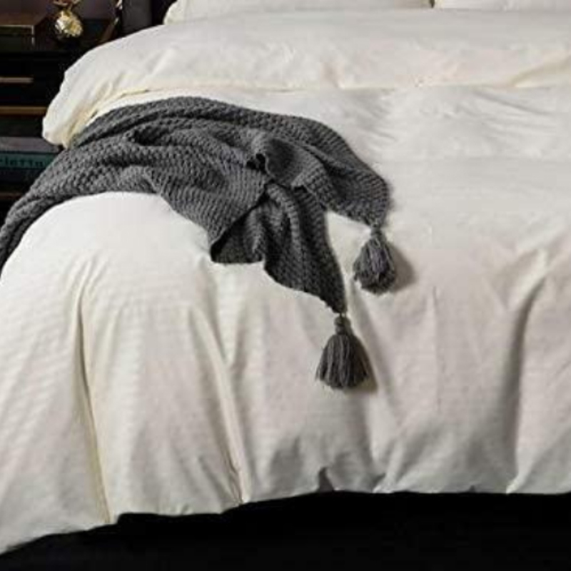 Deals For Less 6-Piece Plain Bedding Set, 1 Duvet Cover + 1 Fitted Bedsheet + 4 Pillow Covers, Cream, King