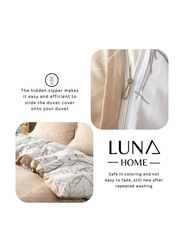 Luna Home 6-Piece Without Filler, Twigs Design Bedding Set, 1 Duvet Cover + 1 Flat Bedsheet + 4 Pillow Covers, Pine Brown, Queen Size