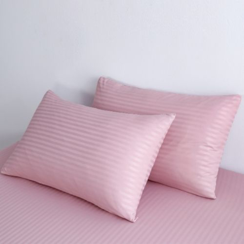 Deals For Less Luna Home 6-Piece Stripe Design Duvet Cover Set, 1 Duvet Cover + 1 Fitted Sheet + 4 Pillow Cases, King Size, Rose