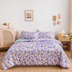 Deals for Less 4-Piece Daisies Design Comforter Set, 1 Comforter + 1 Bedsheet + 2 Pillow Covers, King/Queen, Multicolour