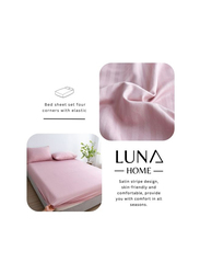 Luna Home 3-Piece Fitted Sheet Set, 1 Fitted Sheet + 2 Pillow Covers, Single, Light Old Rose