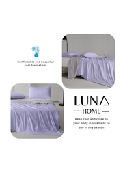 Luna Home 3-Piece Icy Silky Summer Cool Quilt Set, 1 Quilt + 2 Pillow Covers, Voilet/Grey, One Size