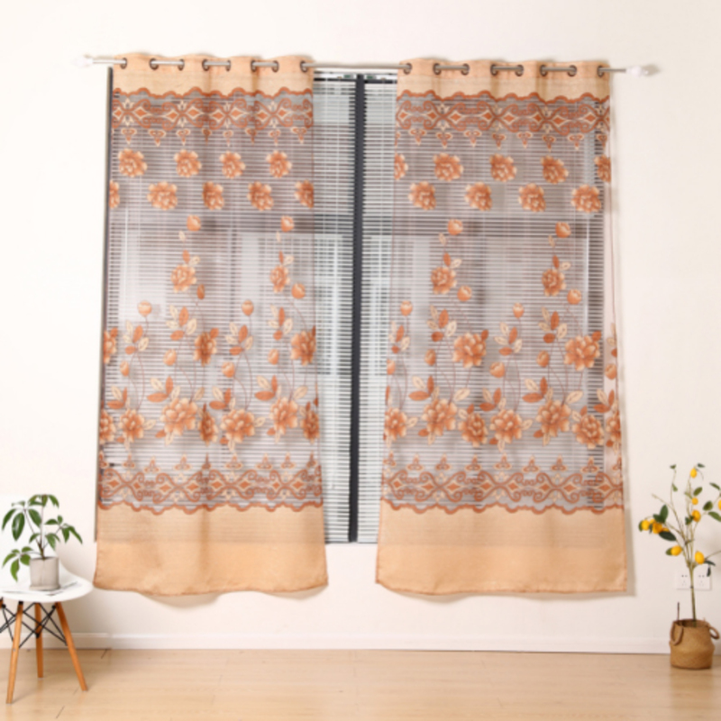 Deals For Less Luna Home Modern Tulle Window Curtains Set, 2 Pieces, Brown