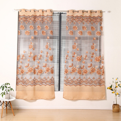 Deals For Less Luna Home Modern Tulle Window Curtains Set, 2 Pieces, Brown