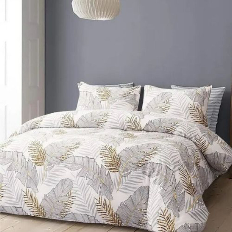 

Deals For Less LUNAHOME- 6-Piece Leaves Design Bedding Set, 1 Duvet Cover + 1 Fitted Sheet + 4 Pillow Cases, King, Grey