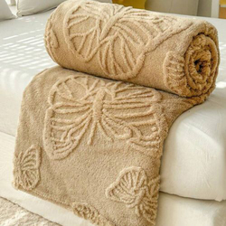 Deals For Less Luna Home 3D Imitation Butterfly Fleece Soft Blanket, Camel