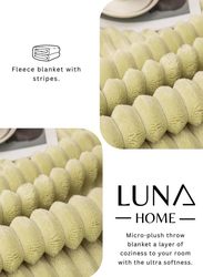 Luna Home 1-Piece Throw Striped Fleece Blanket Super Soft, Pistachio, One Size