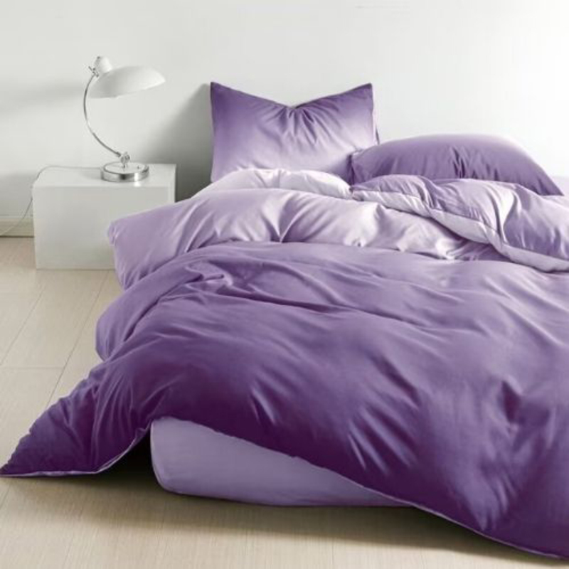 Luna Home 6-Piece Duvet Cover Set, 1 Duvet Cover + 1 Fitted Sheet + 4 Pillow Covers, King, Ombre Royal Purple