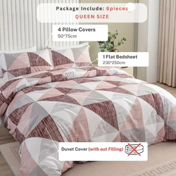 Deals For Less 4-Piece Luna Home Stripe Design Bedding Set, 1 Duvet Cover + 1 Fitted Sheet + 2 Pillow Covers, Single, Grey