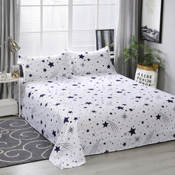 Deals4Less 3-Piece Multi Stars Design Bedding Set, 1 Flat Sheet + 2 Pillow Covers, White/Blue, King/Queen/Double