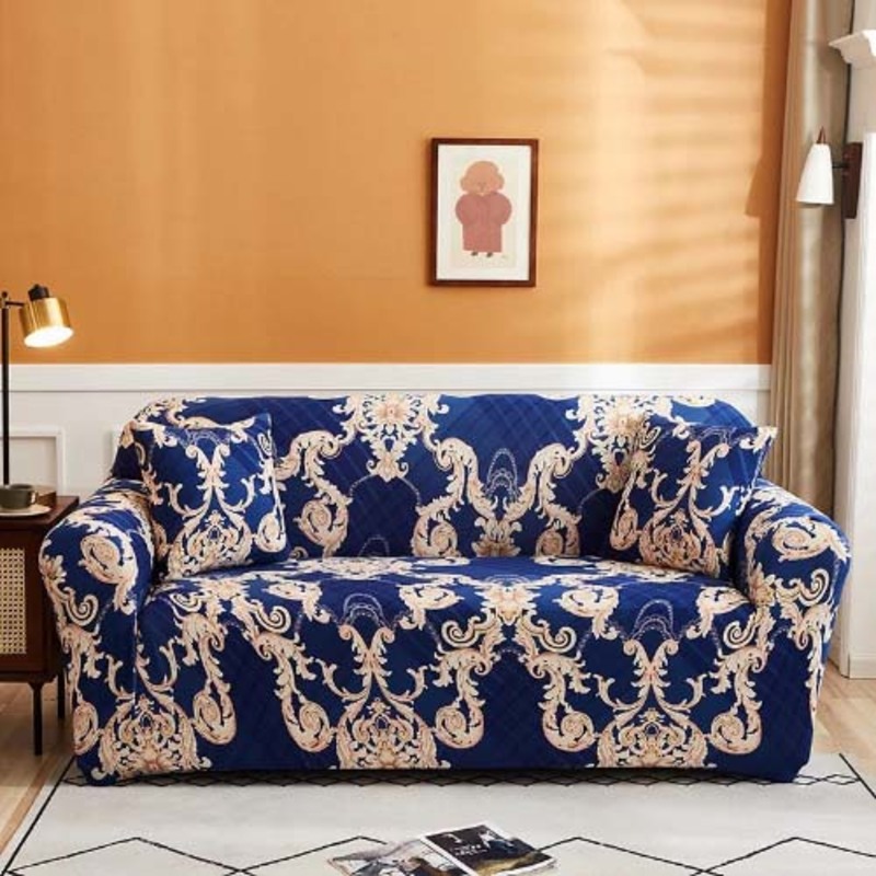 Deals for Less Bohemia Printed Two Seater Sofa Cover, Blue/Pink