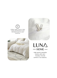 Luna Home 6-Piece Duvet Cover Set, 1 Duvet Cover + 1 Fitted Sheet + 4 Pillow Covers, King, Snow White