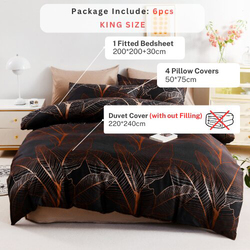 Luna Home 6-Piece Without Filler, Ombre Print Design Bedding Set, 1 Duvet Cover + 1 Flat Bedsheet + 4 Pillow Covers, Ombre, King Size