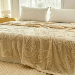 Deals For Less Luna Home 3D Imitation Butterfly Fleece Soft Blanket, Ivory