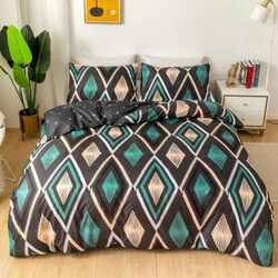 Deals For Less Luna Home 6-Piece Diamond Design Bedding Set, Without Filler, 1 Duvet Cover + 1 Fitted Sheet + 4 Pillow Cases, King, Brown/Black
