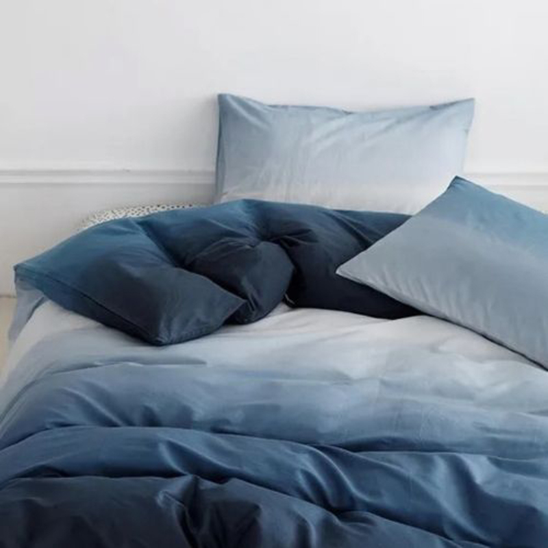 Luna Home 6-Piece Duvet Cover Set, 1 Duvet Cover + 1 Fiat Sheet + 4 Pillow Covers, Queen, Ombre Blue