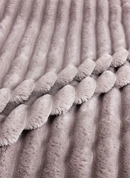 Luna Home 1-Piece Throw Striped Fleece Blanket Super Soft, Light Grey, One Size