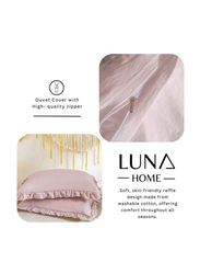 Deals For Less Luna Home Premium 6-Piece Plain Color Ruffles Design Bedding Set Without Filler, 1 Duvet Cover + 1 Fitted Sheet + 4 Pillow Cases, King, Light Pink