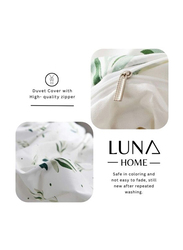 Deals For Less Luna Home 4-Piece Small Green Leaves Design Bedding Set Without Filler, 1 Duvet Cover + 1 Fitted Sheet + 2 Pillow Cases, Single, Green