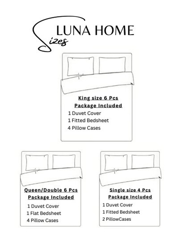 Deals For Less Luna Home 6-Piece Stripe Design Duvet Cover Set, 1 Duvet Cover + 1 Fitted Sheet + 4 Pillow Cases, King Size, Blue