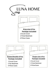 Deals For Less Luna Home 4-Piece Stripe Design Duvet Cover Set, 1 Duvet Cover + 1 Fitted Sheet + 2 Pillow Cases, Single Size, Coral